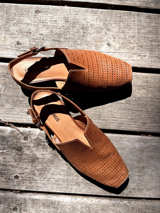 PIKOLINOS Shoes - PIKOLINOS Tan Perforated Leather Slingback Flats